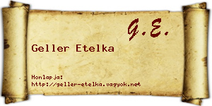 Geller Etelka névjegykártya